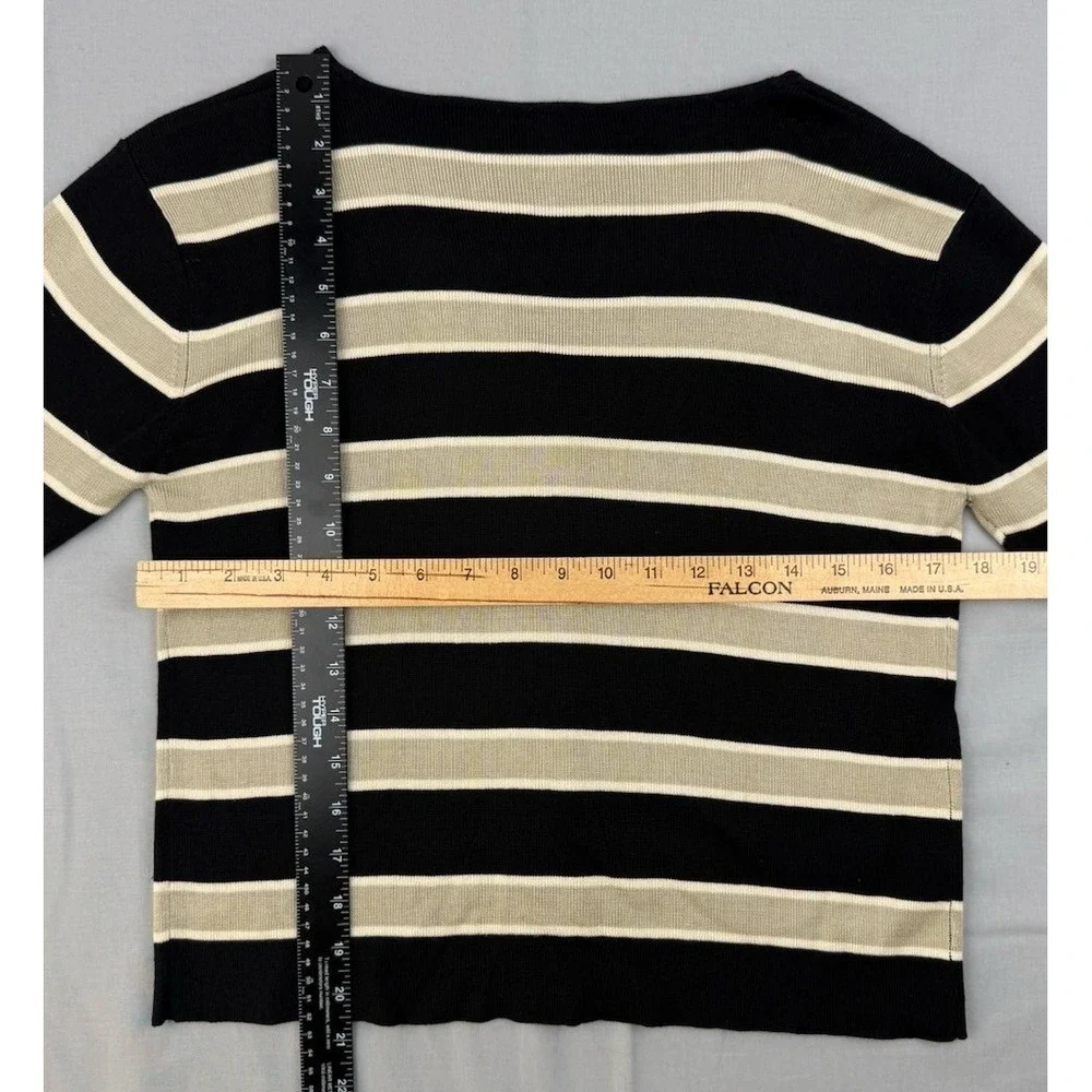 Minimalist Striped Cardigan Silk Cotton V-Neck Large Clio